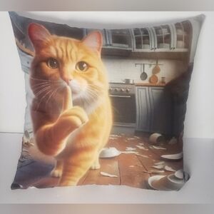NWT Funny Cat Pillow Cover - 18" x 18"